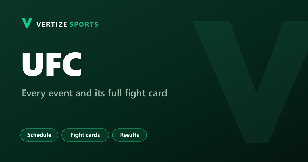 Vertize Sports: UFC, every event and its full fight card.